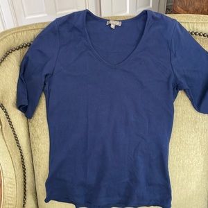 Lilla P navy elbow sleeve cotton shirt size small
